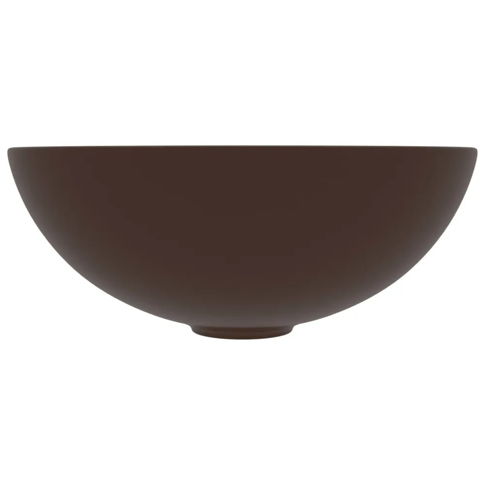 Umywalka łazienkowa, ceramiczna, ciemnobrązowa, okrągł