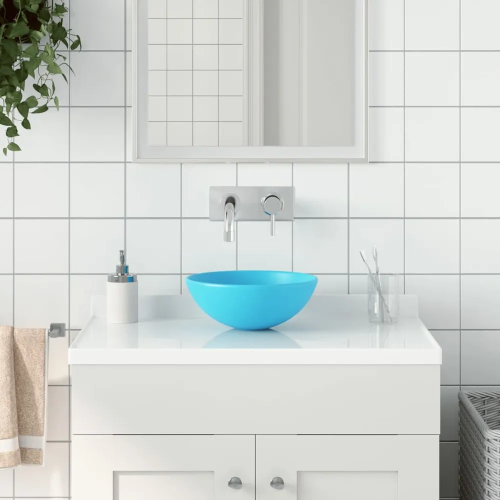 Umywalka łazienkowa, ceramiczna, jasnozielona, okrągł