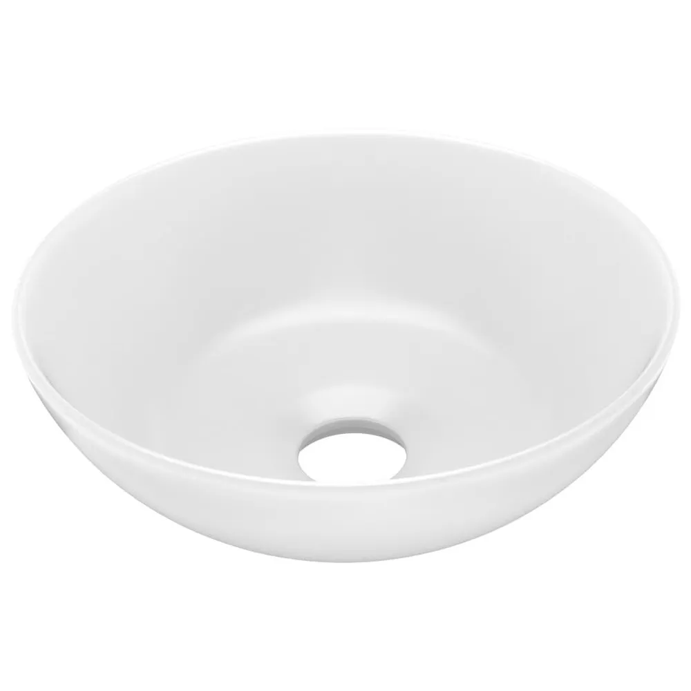 Umywalka łazienkowa, ceramiczna, matowa biel, okrągł