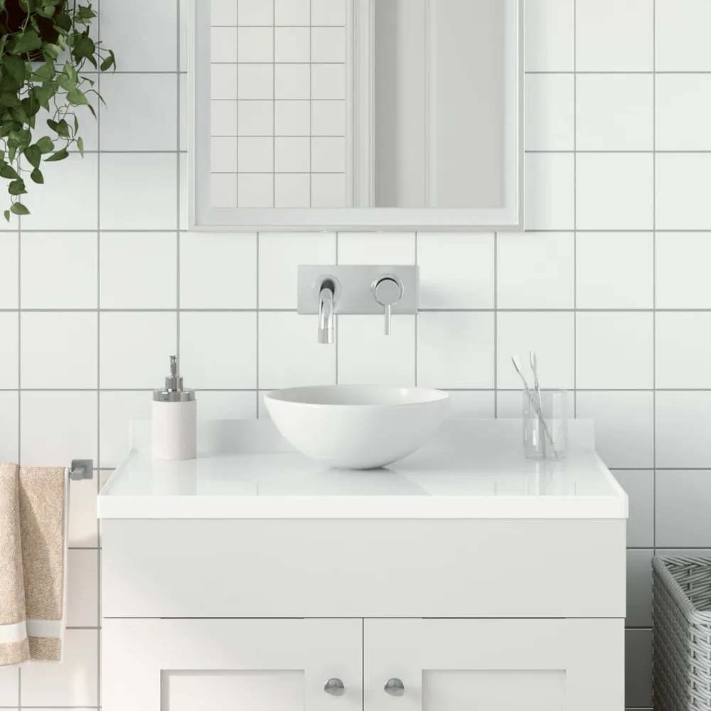 Umywalka łazienkowa, ceramiczna, matowa biel, okrągł