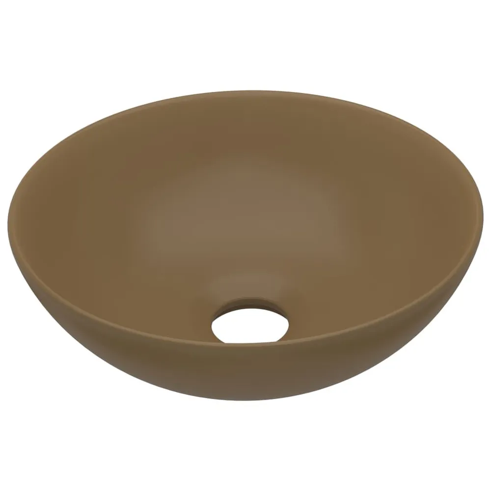 Umywalka łazienkowa, ceramiczna, matowa kremowa, okrągł