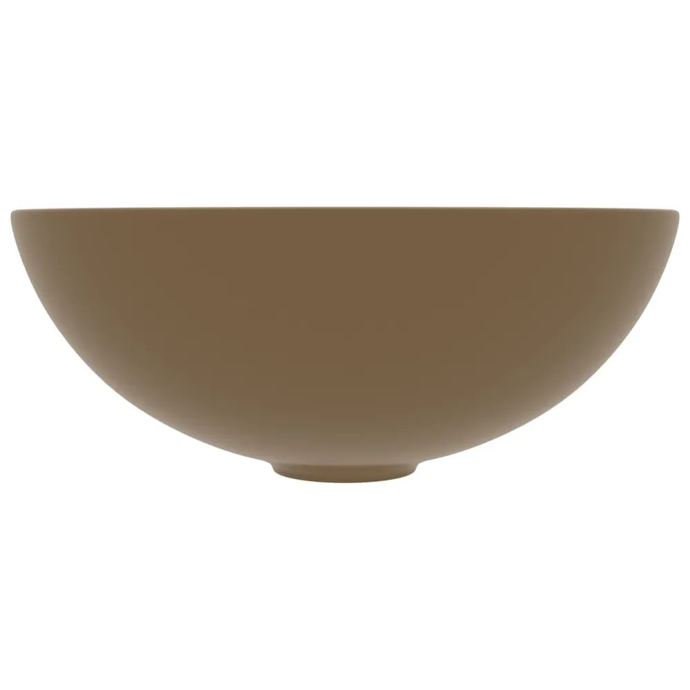 Umywalka łazienkowa, ceramiczna, matowa kremowa, okrągł