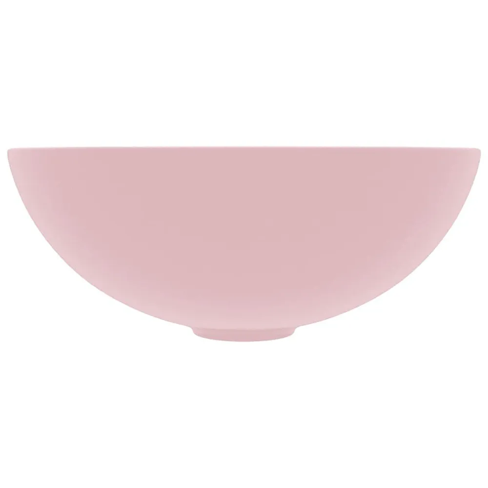 Umywalka łazienkowa, ceramiczna, matowy róż, okrągł