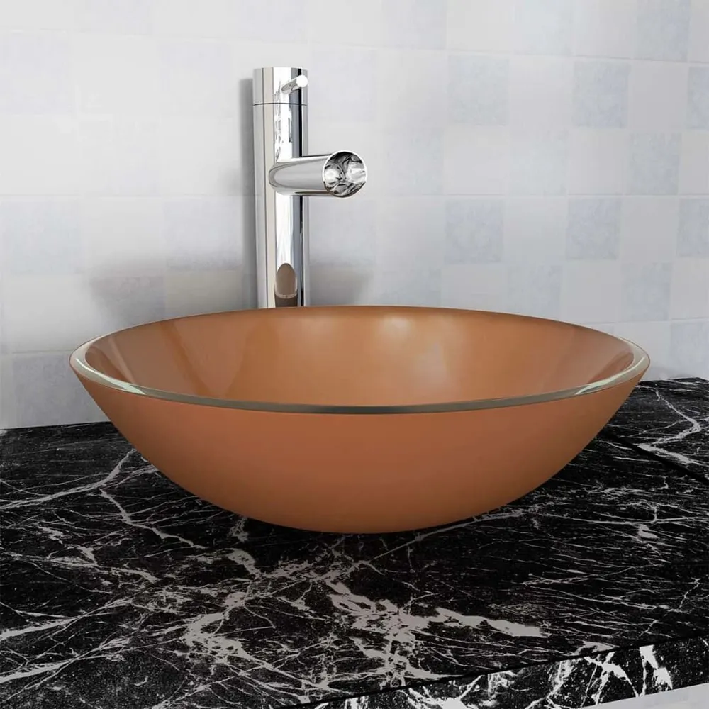 Umywalka z hartowanego szkł, 42 cm, brązowa