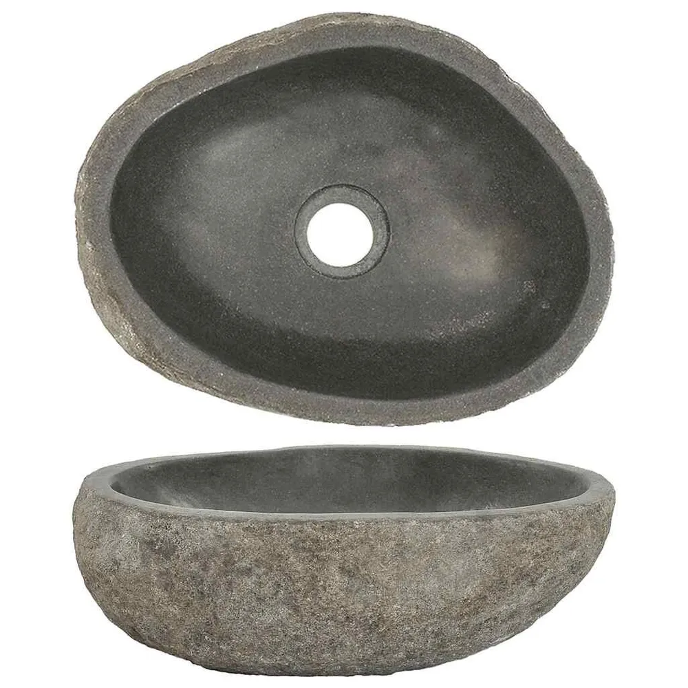 Umywalka z kamienia rzecznego, owalna, (29-38)x(24-31) cm