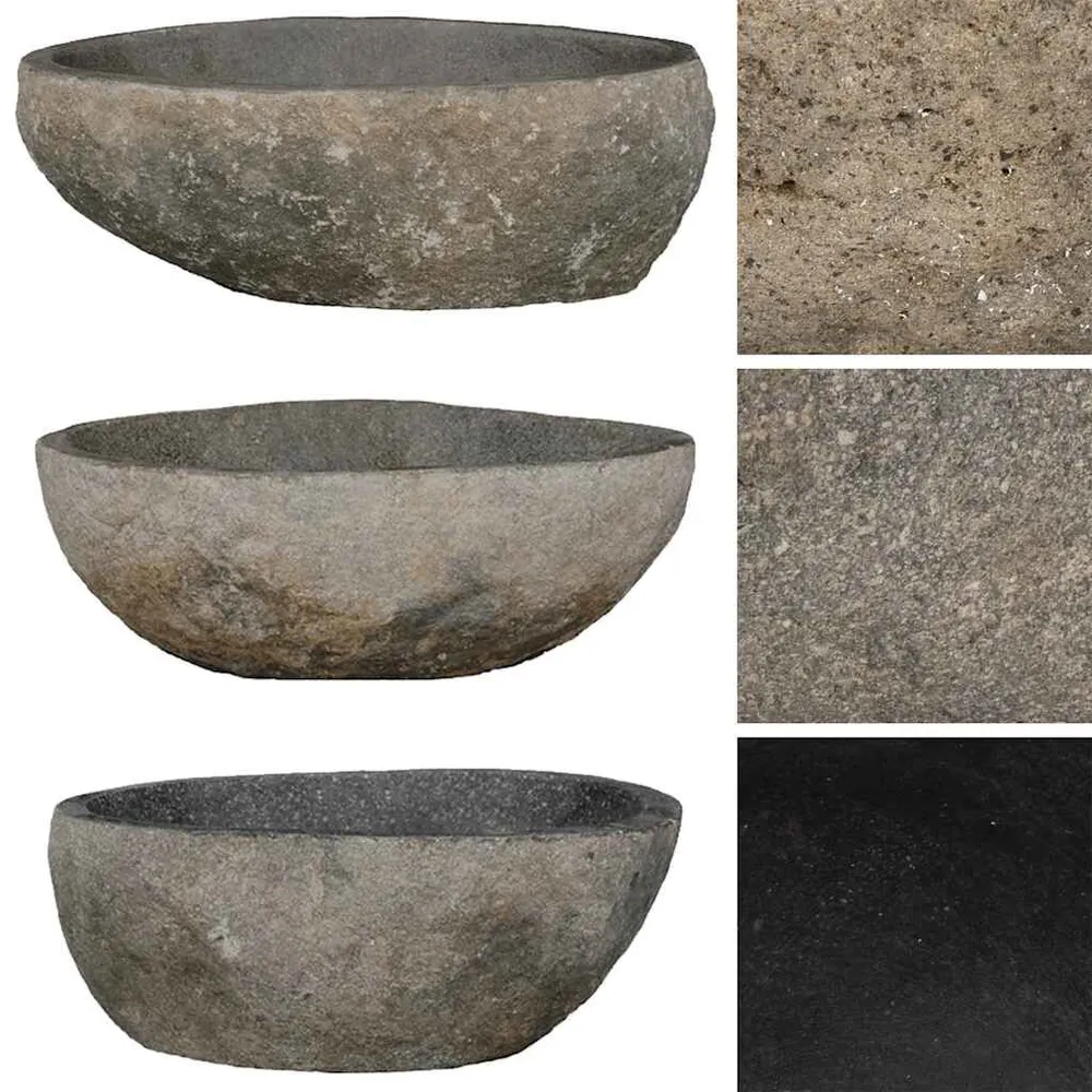 Umywalka z kamienia rzecznego, owalna, (29-38)x(24-31) cm