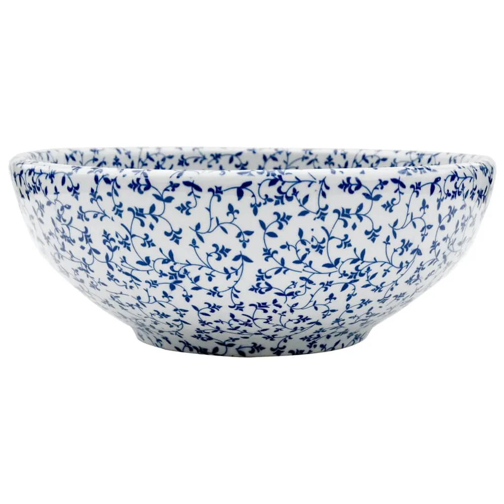 Umywalka nablatowa, biało-niebieska, okrągł, Φ41x14 cm