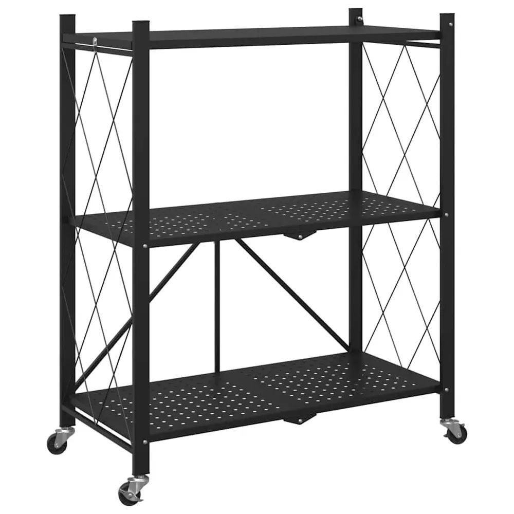 Regał magazynowy z kółkami, czarna ,71x34x88 cm, stal