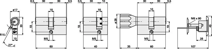 Podwójny cylinder profilowy ABUS EC660NP 30/80 mm ( 3000280136 )
