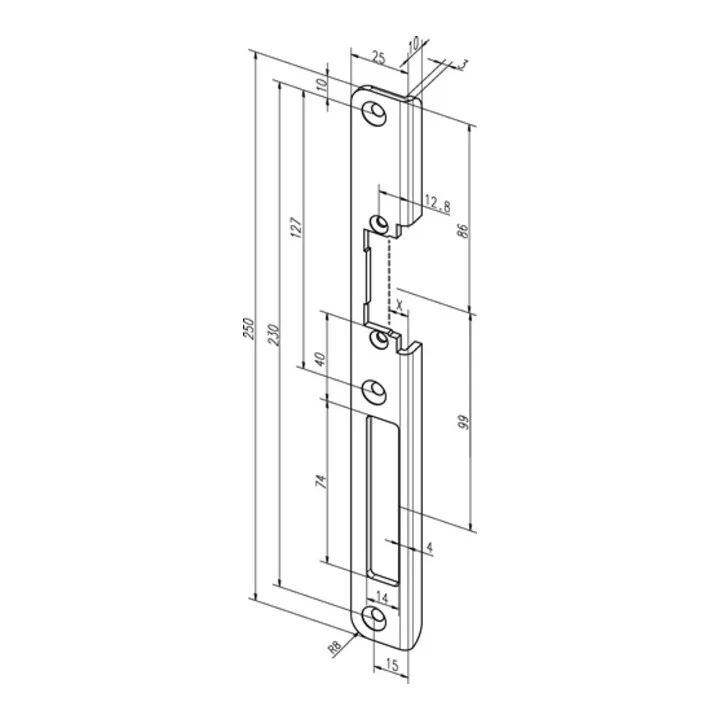 ASSA ABLOY blacha zaczepowa kątowa 63 B stal nierdzewna ( 3324034050 )