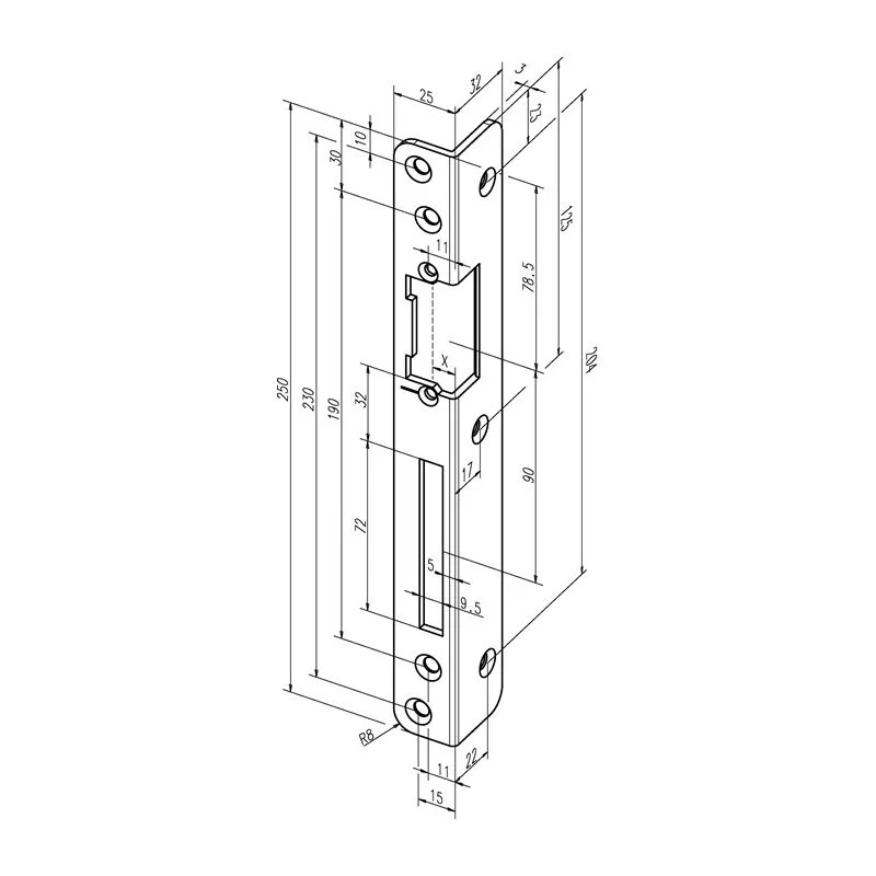 ASSA ABLOY kątowa płytka uderzeniowa 069 Grubość 3 mm ( 3324034072 )
