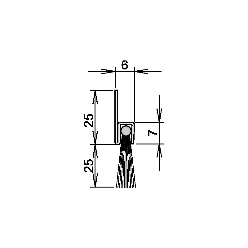 ATHMER uszczelka szczotkowa do drzwi Ferrobros FA 25-6 Długość 1100 mm Szerokość 6 mm ( 3327023063 )