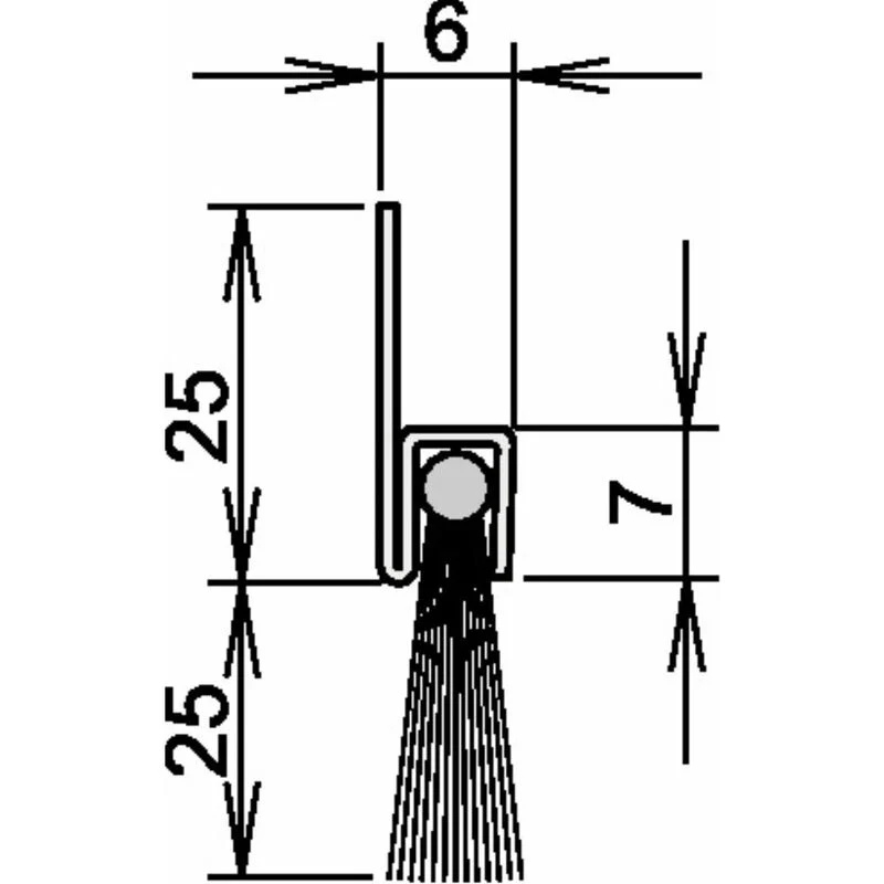 ATHMER uszczelka szczotkowa do drzwi Ferrobros FA 25-6 Długość 1000 mm Szerokość 6 mm ( 3327123010 )