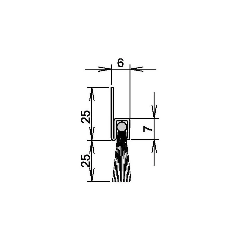ATHMER uszczelka szczotkowa do drzwi Ferrobros FA 25-6 Długość 1250 mm Szerokość 6 mm ( 3327023017 )