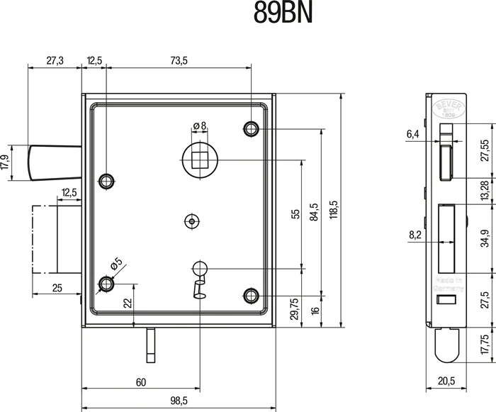 BEVER uniwersalny zamek do felg 89 BK / PK DIN lewy / prawy BB ( 3000251630 )