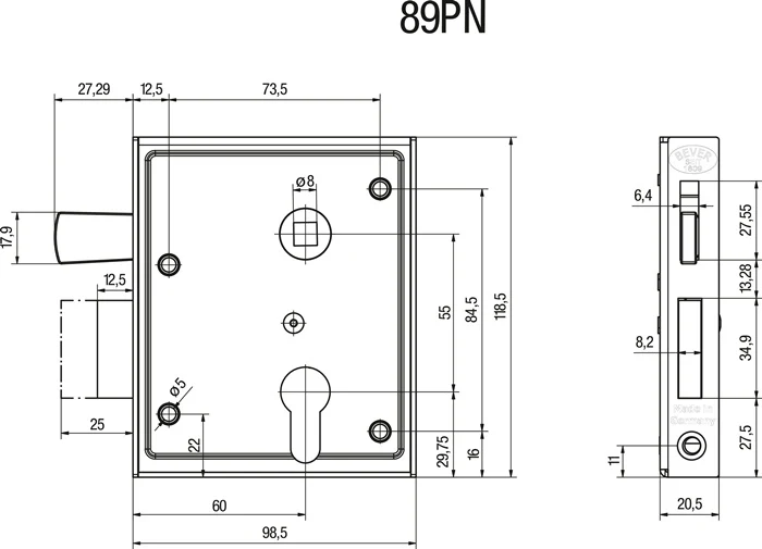 BEVER uniwersalny zamek do felg 89 BK / PK DIN lewy / prawy PZ ( 3000251631 )