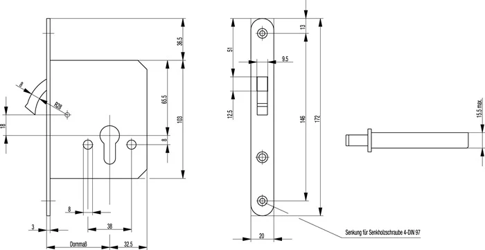 BKS Blokada śruby kompasu 0371/0372 ( 3000250897 ) Śruba kompasu 20 x 172 mm