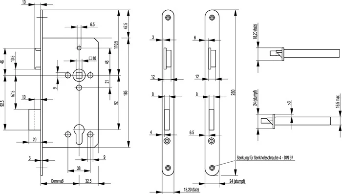 Zamek wpuszczany do drzwi wejściowych BKS 0024 ( 3322024112 ) PZW 22/55/92/10 mm DIN lewy