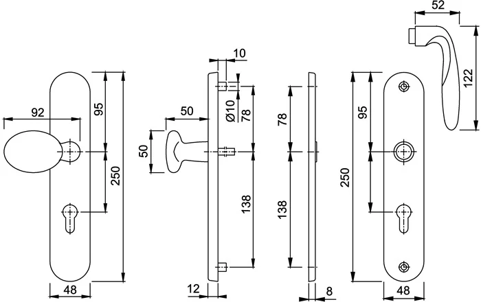 Meble HOPPE Security Pisa M76G/361A/360/151 Mosiądz F77-R ( 3000250986 )