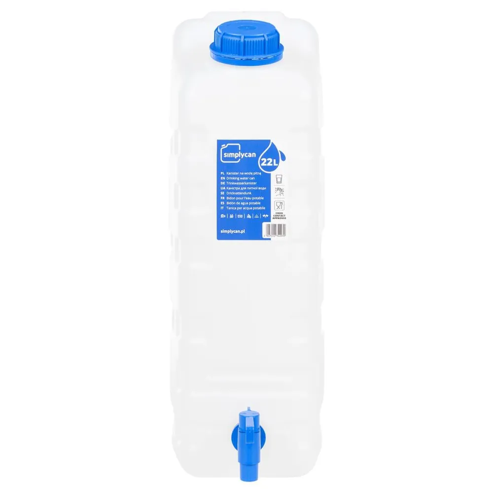 Zbiornik na wodę, z kranikiem, przezroczysty, 20 L, plastikowy