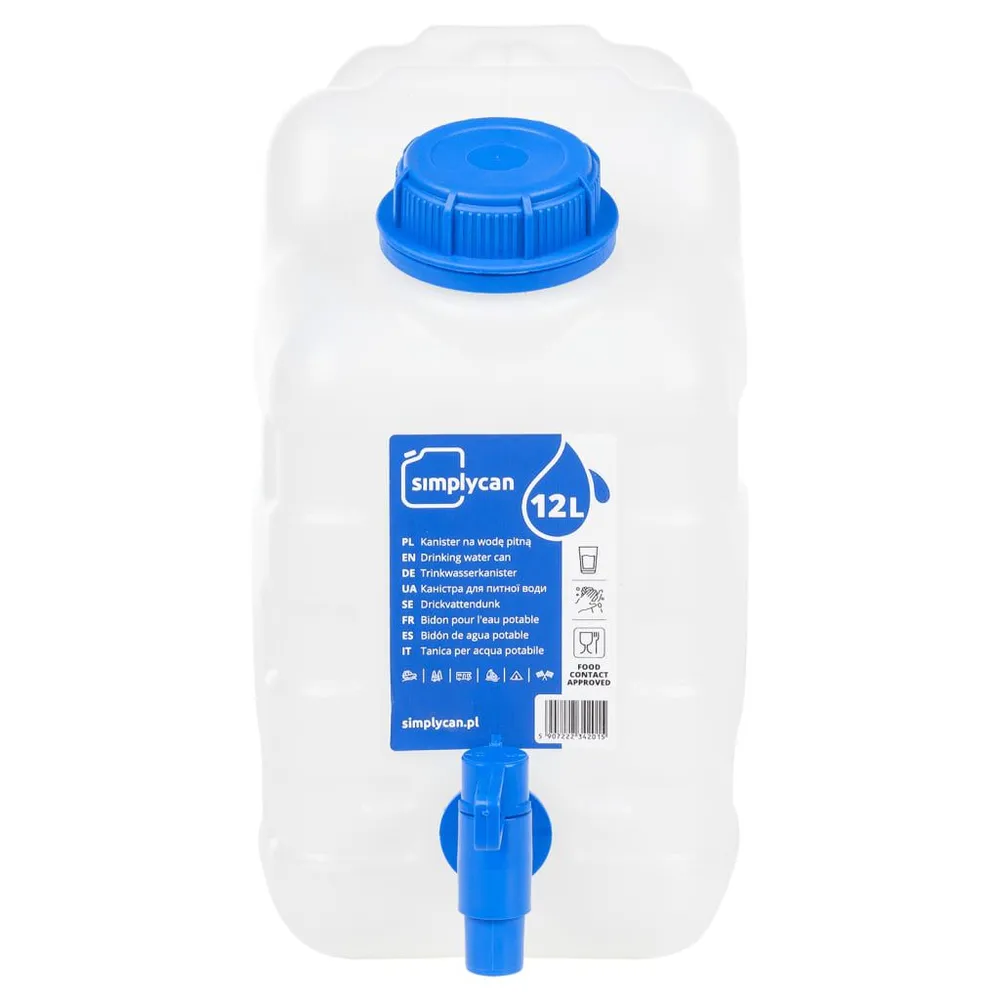 Zbiornik na wodę, z kranikiem, przezroczysty, 10 L, plastikowy